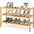 thumbnail image 1 of decorUhome 3 Tier Bamboo Shoe Rack , Shoe Shelf for Closet, Shoe Storage Organizer for Entryway, Natural, 26.7" x 11" x 18.3", 1 of 8