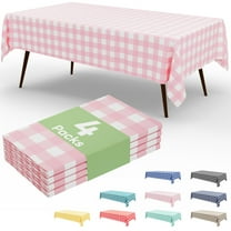 decorUhome 4Pcs Disposable Tablecloth for Rectangular Table, 54x108 Inch Pink and White Checkered Table cover for Party, Birthday, Picnic
