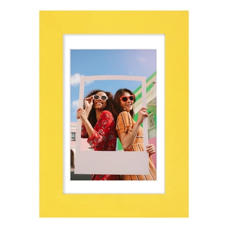 decorUhome 4x6 Matted to 3.5x5 Picture Frame, Photo Frame for Gallery Wall or Tabletop Display, Yellow