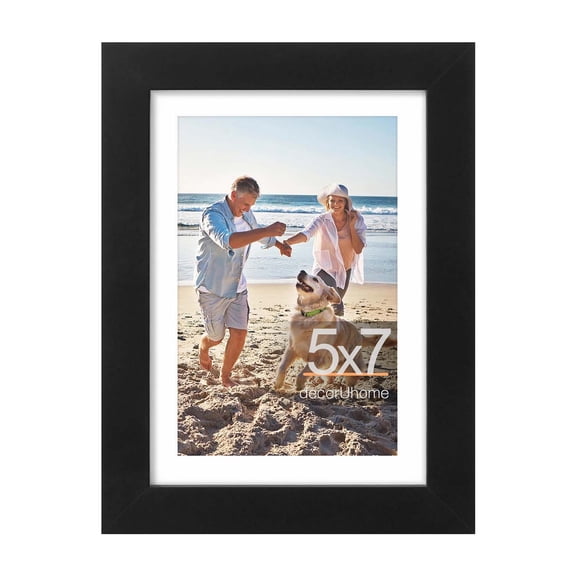decorUhome 5x7 Matted to 4x6 Gallery Wall Picture Frame, Black Decorative Tabletop Photo Frame, Set of 1