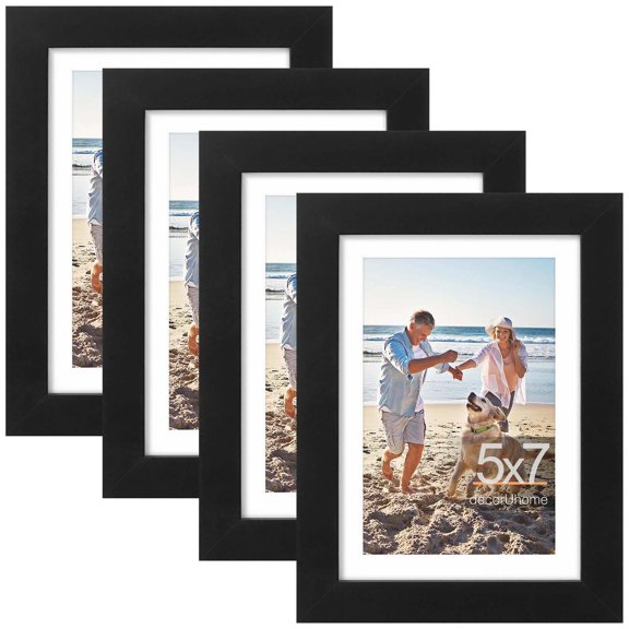 decorUhome 5x7 Matted to 4x6 Gallery Wall Picture Frame, Black Decorative Tabletop Photo Frame, Set of 4