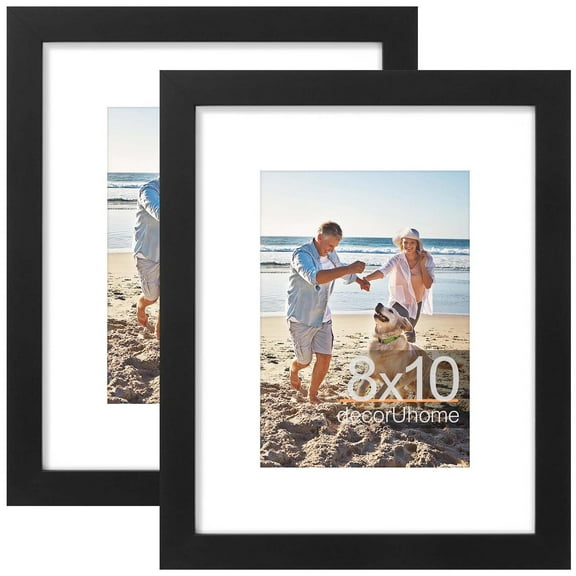 decorUhome 8x10 Matted to 5x7 Gallery Wall Picture Frame, Black Decorative Tabletop Photo Frame, Set of 2
