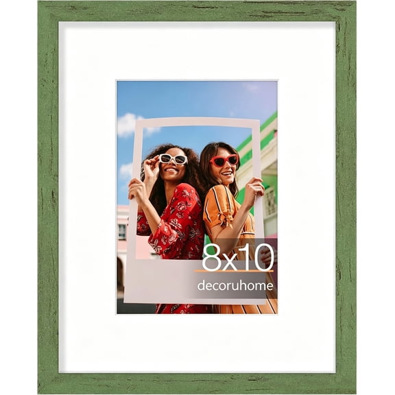 decorUhome 8x10 Matted to 5x7 Picture Frame, Photo Frame for Gallery Wall or Tabletop Display,Rustic Green