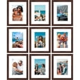 thumbnail image 1 of decorUhome 8x10 Walnut Picture Frame Set of 9, Display 5x7 Pictures with Mat or 8x10 without Mat, Photo Frames for Wall or Tabletop, 1 of 6