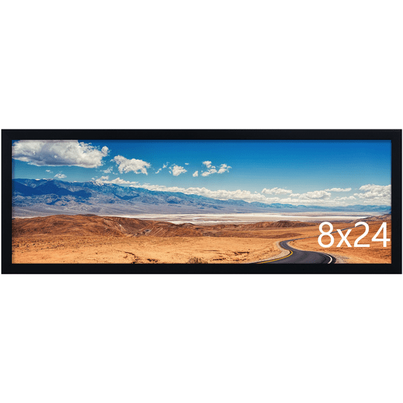 decorUhome 8x24 Picture Frame with Plexiglass - Large Black Poster Frame for Wall Display, Made of Durable PVC Design