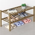 thumbnail image 1 of decorUhome Bamboo 2 Tier Shoe Rack for Closet, Shoe Storage Organizer, Wood Shoe Shelf for Entryway, walnut, 1 of 7