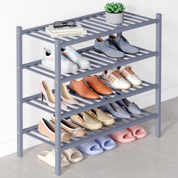 FOUKUS Expandable Shoe Rack: Adjustable Shoe Rack Metal Shoe Organizer ...