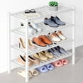 thumbnail image 1 of decorUhome Bamboo 4 Tier Shoe Rack for Closet, Shoe Storage Organizer, Wood Shoe Shelf for Entryway, White, 1 of 7