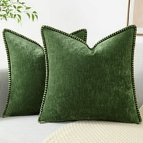 decorUhome Chenille Throw Pillow Covers 18x18 Set of 2, Soft Farmhouse Decorative Pillow Covers, Forest Elf(Pillow Cover Only, No Inserts Included)
