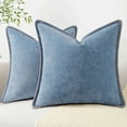 thumbnail image 1 of decorUhome Chenille Throw Pillow Covers 22x22 Set of 2, Soft Farmhouse Decorative Pillow Covers, Blue(Pillow Cover Only, No Inserts Included), 1 of 10