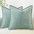 thumbnail image 1 of decorUhome Chenille Throw Pillow Covers 24x24 Set of 2, Soft Farmhouse Decorative Pillow Covers, Aqua Haze(Pillow Cover Only, No Inserts Included), 1 of 10