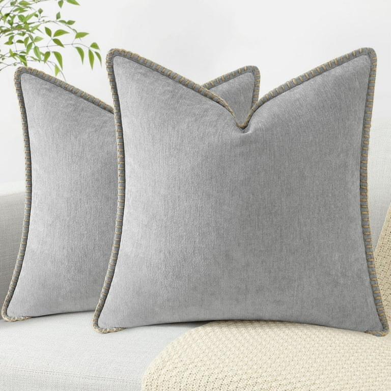 decorUhome Chenille Throw Pillow Covers 26x26 Set of 2, Soft