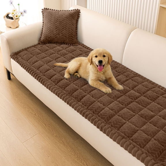 decorUhome Couch Cover, Washable Non-Slip Sofa Cover for Dogs, Pet Friendly Couch Protector for 3 Cushion Couch Sofa (Brown, 27.6" x 82.7")