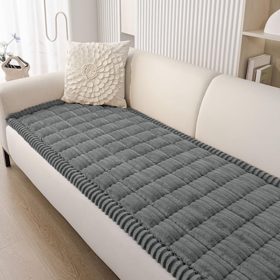 decorUhome Couch Covers for 3 Cushion Couch Sofa, Non Slip Fuzzy Couch Covers for Pets, Washable Slipcover for Dogs(Dark Grey, 27.6" x 70.9")