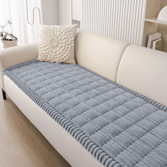 decorUhome Couch Covers for 3 Cushion Couch Sofa, Non Slip Fuzzy Couch Covers for Pets, Washable Slipcover for Dogs(Grey, 27.6" x 59")