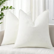 decorUhome Couch Throw Pillow Covers 18x18 Set of 2, Decorative Soft Neutral Chenille Pillow Covers, Cream White