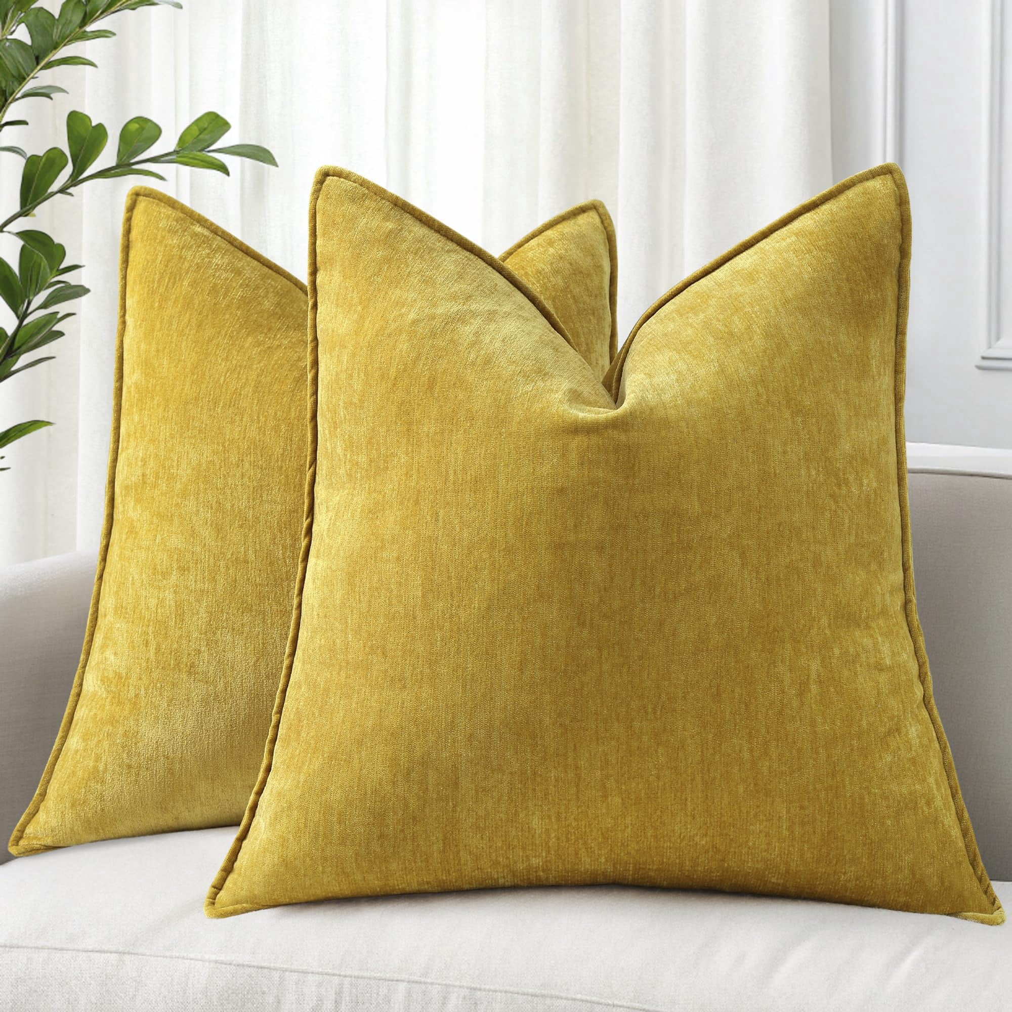decorUhome Couch Throw Pillow Covers 24x24 Set of 2, Decorative Soft ...