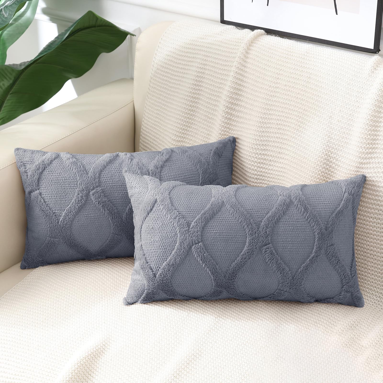 decorUhome Decorative Throw Pillow Covers 12x20 Set of 2, Soft Plush ...