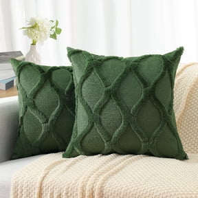 decorUhome Decorative Throw Pillow Covers 22x22 Set of 2, Soft Plush Faux Fur Wool Pillow Covers for Couch, Forest Elf