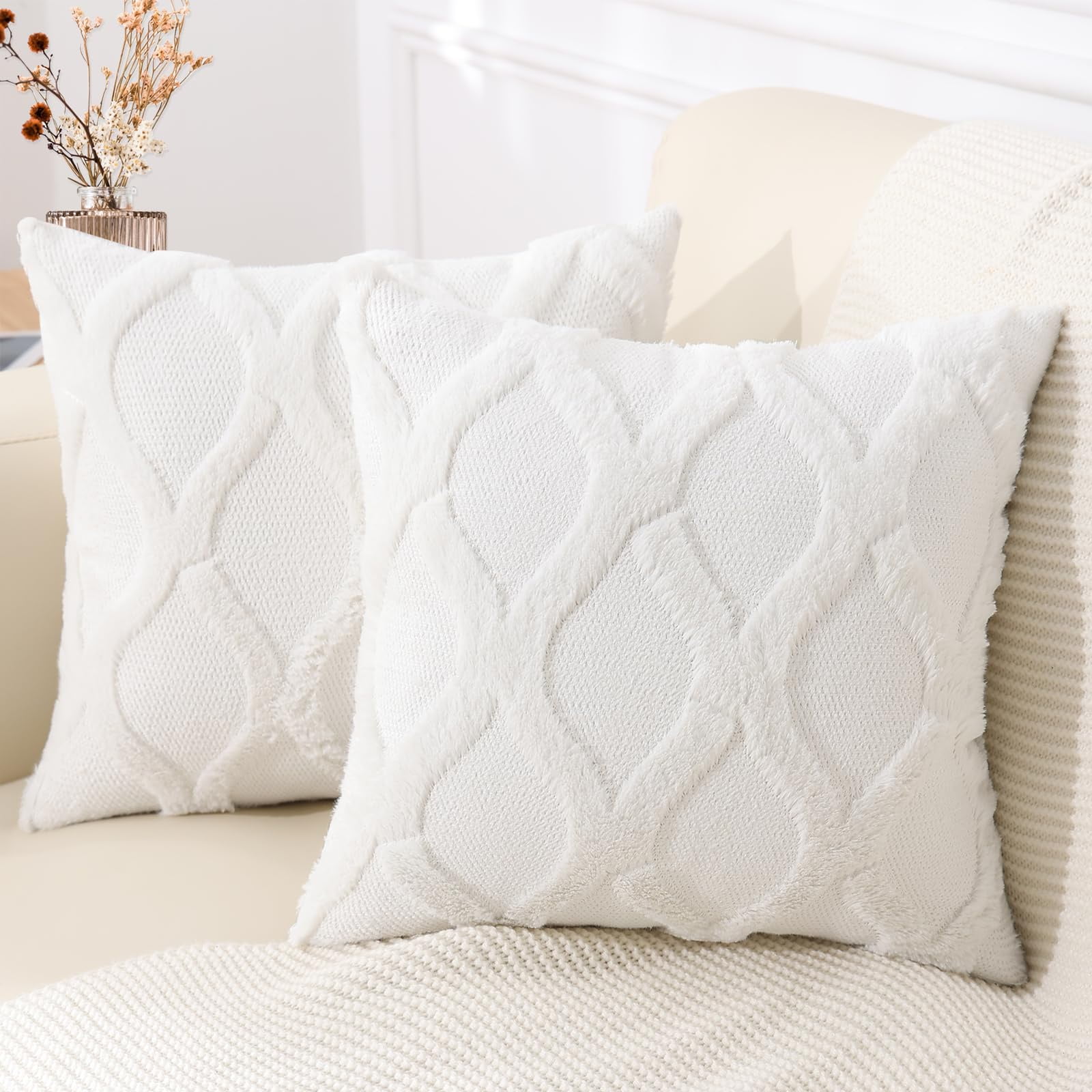 decorUhome Decorative Throw Pillow Covers 24x24 Set of 2, Soft Plush ...