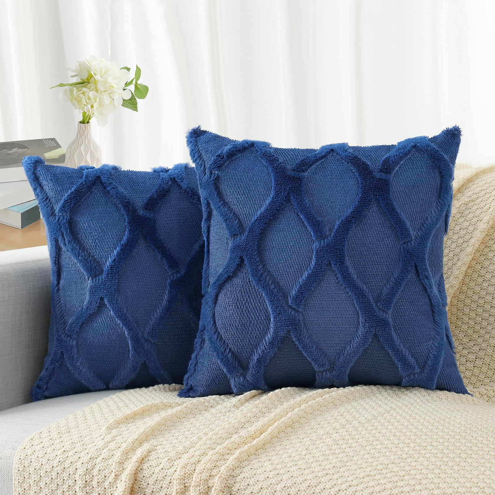 decorUhome Decorative Throw Pillow Covers 24x24 Set of 2, Soft Plush ...