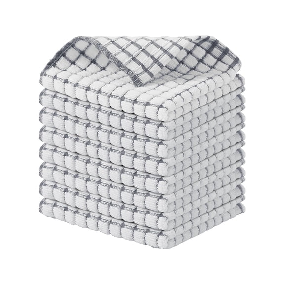 decorUhome Dish Cloths Set of 8, 100% Cotton Super Soft and Absorbent Kitchen Cloths for Washing Dishes, Quick Drying Dish Towels 12" x12", Grey