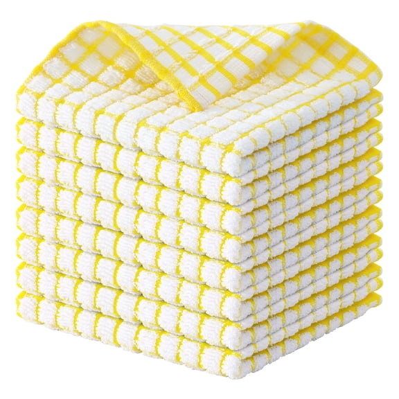 decorUhome Dish Cloths Set of 8, Super Soft and Absorbent Kitchen Cloths for Washing Dishes, Quick Drying Dish Towels 12" x12", Yellow