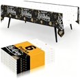 thumbnail image 1 of decorUhome Disposable Birthday Party Tablecloth - 6 Pack, 54 x 108 inch Decorative Rectangular Table Cover, Waterproof Plastic Tablecloth, Black & White, 1 of 8