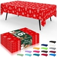 thumbnail image 1 of decorUhome Disposable Christmas Tablecloth - 6 Pack, 54 x 108 inch Decorative Rectangular Table Cover, Waterproof Plastic Tablecloth, Red & White, 1 of 7