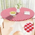 thumbnail image 1 of decorUhome Fitted Tablecloth for Round Tables, Waterproof Elastic Table Cloths, Flannel Backed Vinyl Table Cover for Indoor and Outdoor(48R, Red), 1 of 8