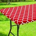 thumbnail image 1 of decorUhome Fitted Vinyl Tablecloth Rectangular 30"×48"in(90"×136"cm), Waterproof Wipeable PVC Table Cover, Moroccan, Red, For Indoor or Outdoor, 1 of 8