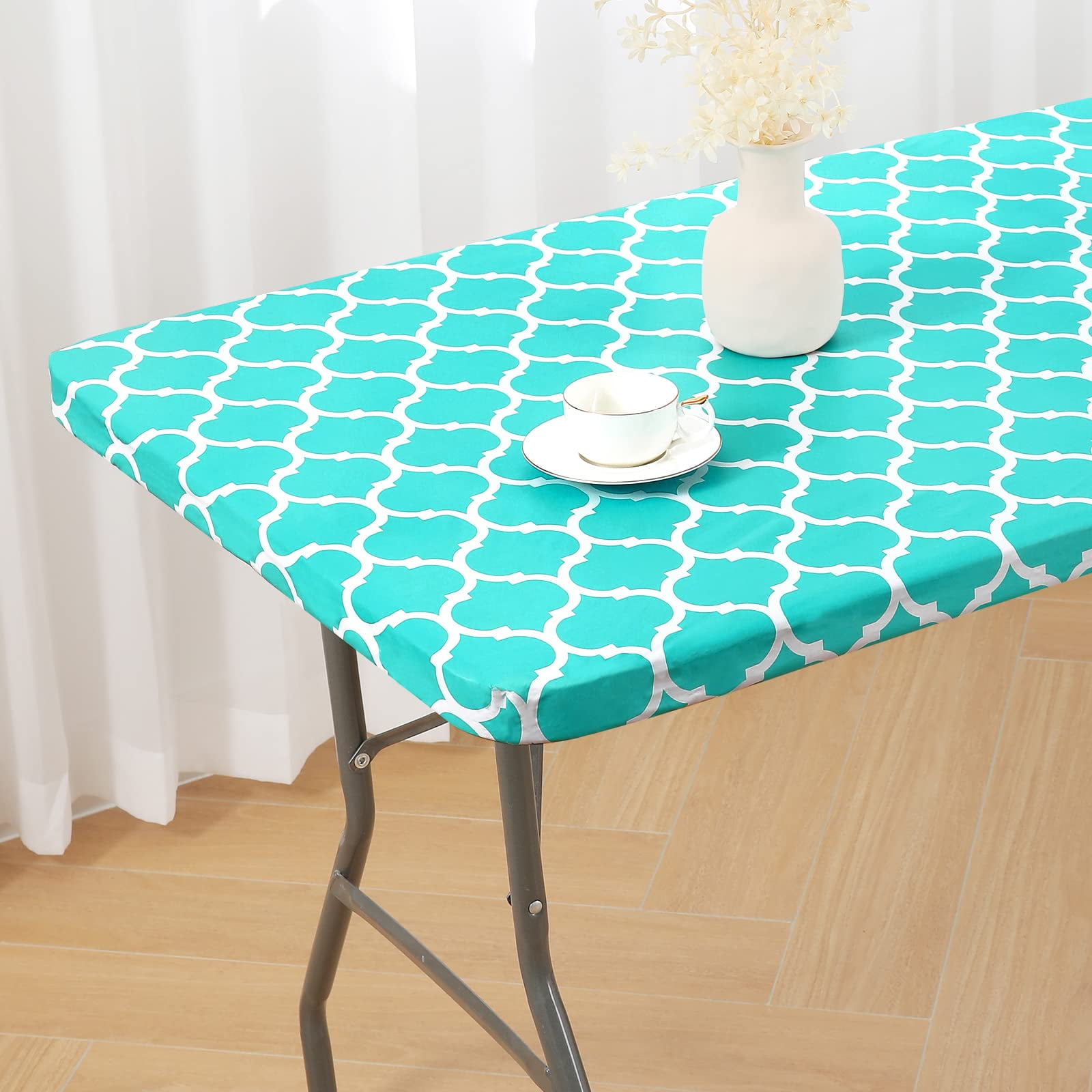 decorUhome Fitted Vinyl Tablecloth Rectangular 30"×48"in(90"×136"cm