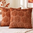 thumbnail image 1 of decorUhome Fall Throw Pillow Covers 18x18 Pack of 2, Soft Plush Faux Wool Couch Pillow Covers, Light Rust Pumpkin (Pillow Cover Only, No Inserts Included), 1 of 8