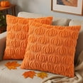 thumbnail image 1 of decorUhome Fall Throw Pillow Covers 18x18 Pack of 2, Soft Plush Faux Wool Couch Pillow Covers, Orange Pumpkin (Pillow Cover Only, No Inserts Included), 1 of 7