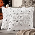 thumbnail image 1 of decorUhome Halloween Throw Pillow Covers 18x18 Pack of 2, Soft Plush Faux Wool Couch Pillow Covers, White (Pillow Cover Only, No Inserts Included), 1 of 9