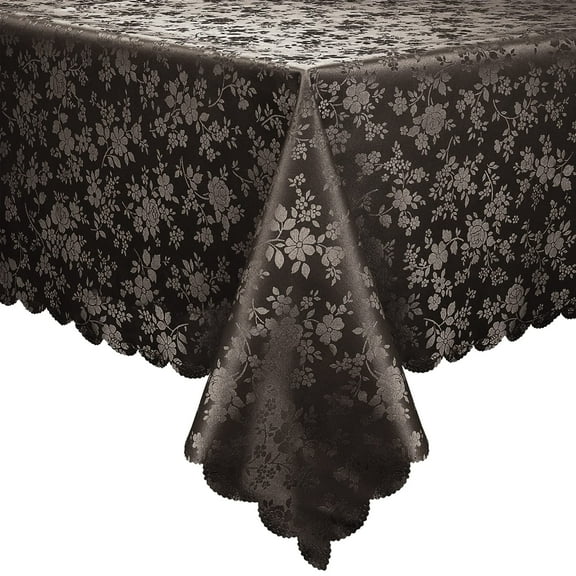 decorUhome Heavy Duty Vinyl Tablecloth, Waterproof Rectangle Table Cloth, Wipeable Floral Dining Table Cover, Coffee, 52" x 70"