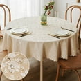 thumbnail image 1 of decorUhome Heavy Duty Vinyl Tablecloth, Waterproof Round Table Cloth, Wipeable Floral Dining Table Cover, Beige, 60"Round, 1 of 10