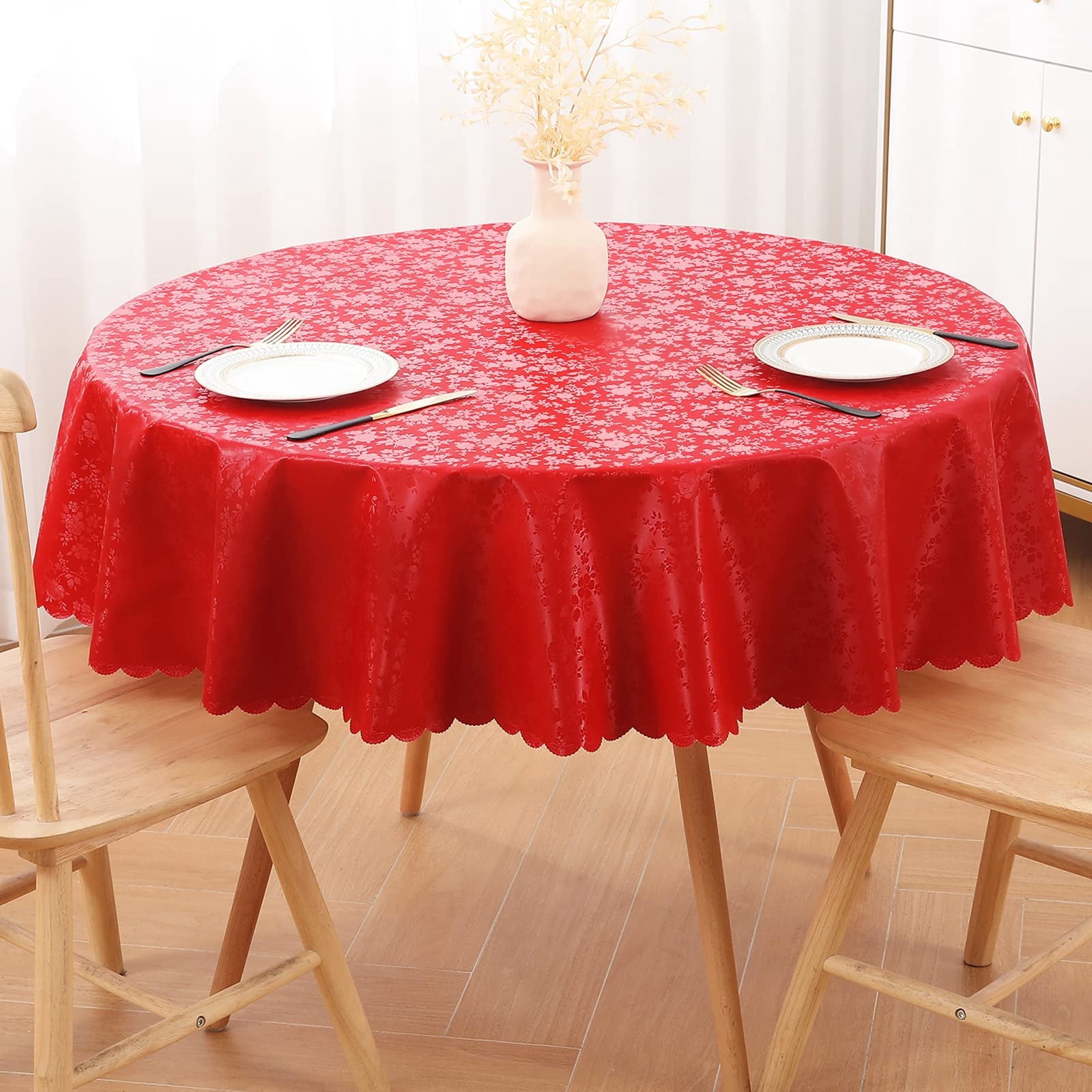decorUhome Waterproof Kitchen Tablecloth, Heavy Duty Vinyl, Floral ...