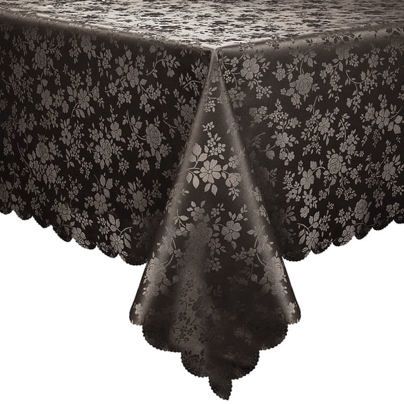decorUhome Heavy Duty Vinyl Tablecloth, Waterproof Square Table Cloth, Wipeable Floral Dining Table Cover, Coffee, 54" x 54"
