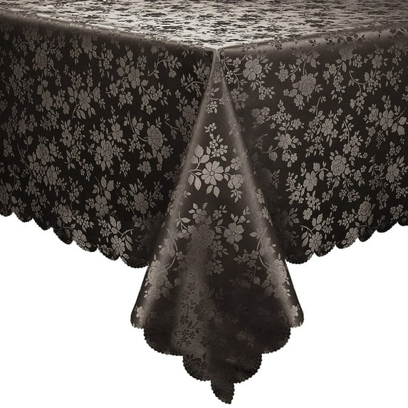 decorUhome Heavy Duty Vinyl Tablecloth, Waterproof Square Table Cloth, Wipeable Floral Dining Table Cover, Coffee, 54" x 54"