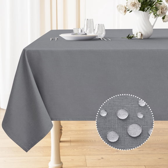 decorUhome Linen Rectangle Tablecloth 54x54 inch, Stain and Wrinkle Resistant Washable Table Cloth, Decorative Waterproof Fabric Table Cover for Dining Party, Grey