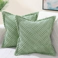 thumbnail image 1 of decorUhome Pack of 2 Corduroy Decorative Throw Pillow Covers 16x16 Inch with Splicing, Striped Broadside Throw Pillows for Couch Cushion Livingroom, Sage Green, 1 of 9
