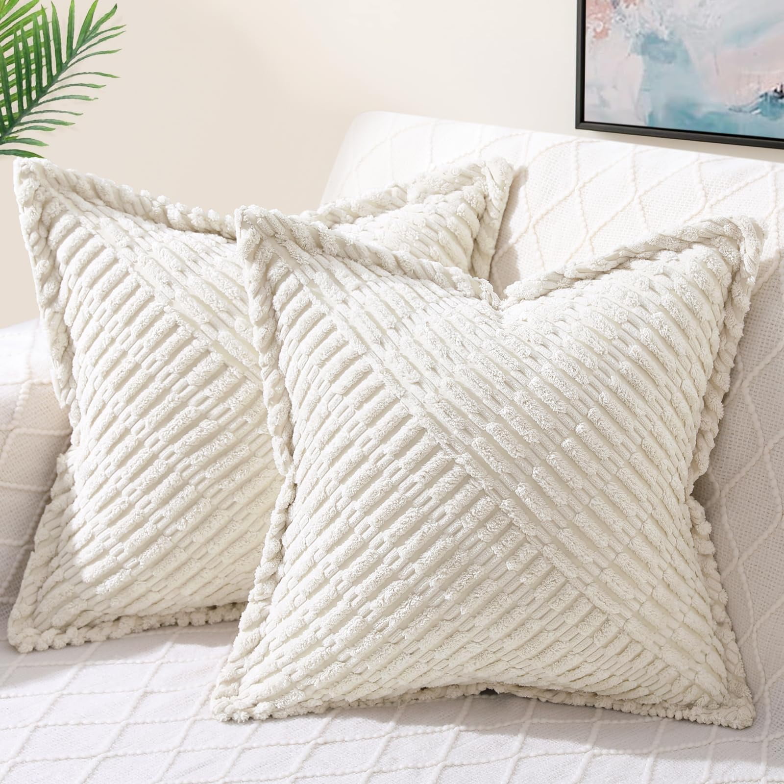decorUhome Pack of 2 Corduroy Decorative Throw Pillow Covers 20x20 Inch ...