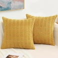 thumbnail image 1 of decorUhome Pack of 2 Decorative Throw Pillow Covers 18x18, Soft Corduroy Striped Couch Pillow Covers, Boho Modern Farmhouse Home Decor, Mustard Yellow, 1 of 9