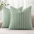 thumbnail image 1 of decorUhome Pack of 2 Decorative Jacquard Boucle Throw Pillow Covers 18x18 Inch, Soft Striped Pillowcases for Couch Sofa Home Decor, Mint Green, 1 of 8