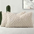 thumbnail image 1 of decorUhome Pack of 2 Throw Pillow Covers 12x20, Soft Plush Faux Wool Couch Pillow Covers, Beige (Pillow Cover Only, No Inserts Included), 1 of 10