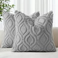 thumbnail image 1 of decorUhome Pack of 2 Throw Pillow Covers 16x16, Soft Plush Faux Wool Couch Pillow Covers, Grey (Pillow Cover Only, No Inserts Included), 1 of 7