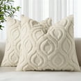thumbnail image 1 of decorUhome Pack of 2 Throw Pillow Covers 18x18, Soft Plush Faux Wool Couch Pillow Covers, Beige (Pillow Cover Only, No Inserts Included), 1 of 10