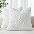 thumbnail image 1 of decorUhome Pack of 2 Throw Pillow Covers 22x22, Soft Plush Faux Wool Couch Pillow Covers, White (Pillow Cover Only, No Inserts Included), 1 of 9