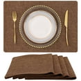 thumbnail image 1 of decorUhome Placemats Set of 4 - Cotton Linen Blend Washable Heat Resistant Dining Table Mats, Brown, 13" x 19", 1 of 7